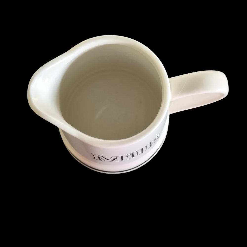 Cream and Black Milk Pitcher - Picture 2 of 4